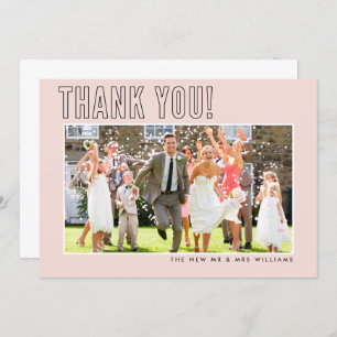 WEDDING THANK YOU photo simple outline blush pink