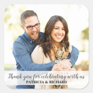 Wedding Thank You Photo Square Sticker
