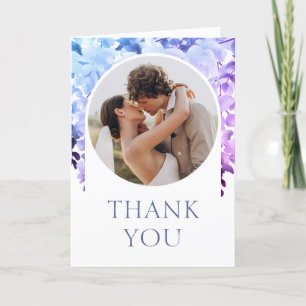 Wedding Thank You Photo Watercolor Floral Card