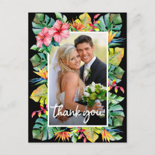 Wedding Thank You Photo with Tropical Border Postcard