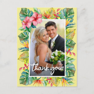 Wedding Thank You Photo with Tropical Border Postcard