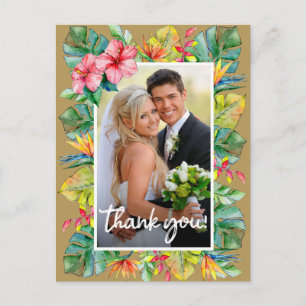 Wedding Thank You Photo with Tropical Border Postcard