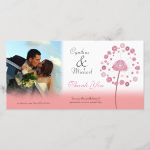 Wedding Thank You Pink Dandelion Photo Card