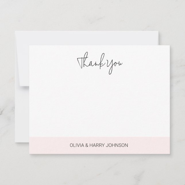  Wedding Thank You Pink White Flat Note Card (Front)