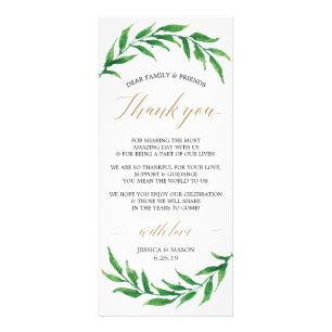 Wedding Thank You Place Card and Menu - Greenery