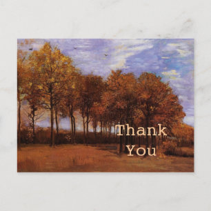 Wedding thank you postcard for fall weddings.