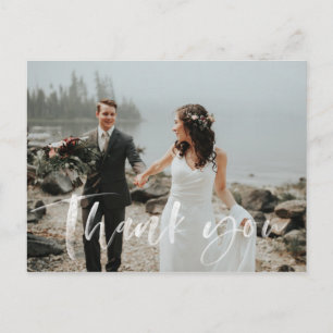 Wedding Thank you postcard modern hand lettered