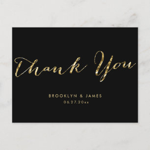 Wedding Thank You Postcards Black And Gold Foil