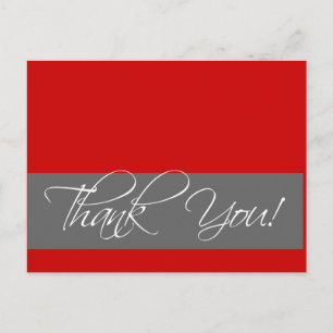 Wedding Thank You Postcards Red Grey