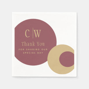 Wedding Thank You Rose Pink Gold Monogrammed Napkin