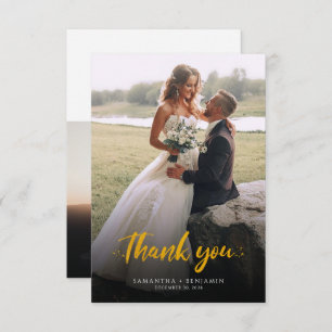 Wedding Thank You Script Couple Photos Card