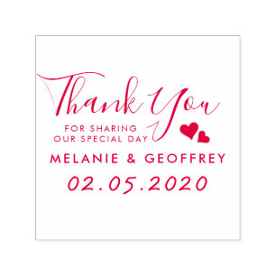 Wedding Thank You Script Custom Names & Date Self-inking Stamp