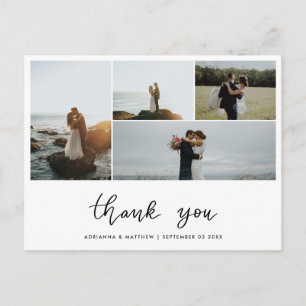 Wedding Thank You Script   Elegant Photo Collage Postcard