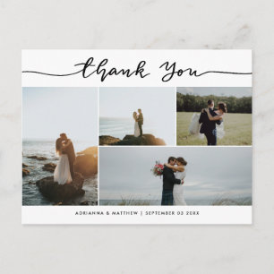 Wedding Thank You Script   Elegant Photo Collage Postcard