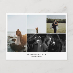 Wedding Thank You Script   Modern Photo Collage Postcard