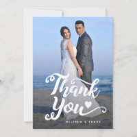 Wedding Thank You | Script Over Photo Postcard