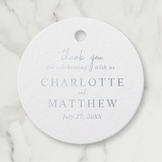 Wedding Thank You Silver Foil Favour Tag (Front)