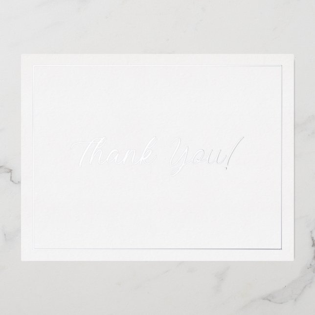 Wedding Thank You, Silver, Message Foil Holiday Postcard (Front)