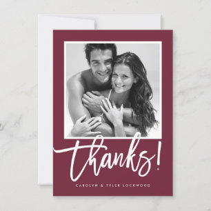 WEDDING THANK YOU simple calligraphy burgundy Card