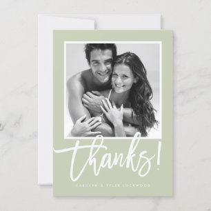 WEDDING THANK YOU simple calligraphy sage green Card