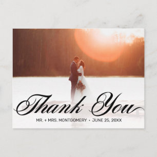 Wedding Thank You Simple Elegant Script Photo Postcard