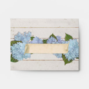 Wedding Thank You Stationery Wood Blue Hydrangea Envelope