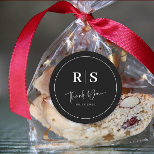 Wedding Thank You Sticker - Black & White Elegance