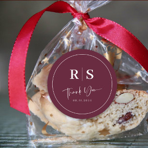 Wedding Thank You Sticker - Burgundy Elegance