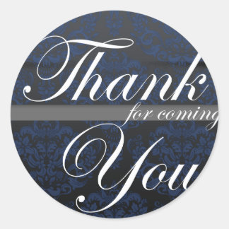Wedding Thank you sticker - Dark Blue Metallic