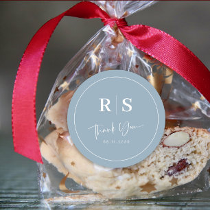 Wedding Thank You Sticker - Dusty Blue Elegance