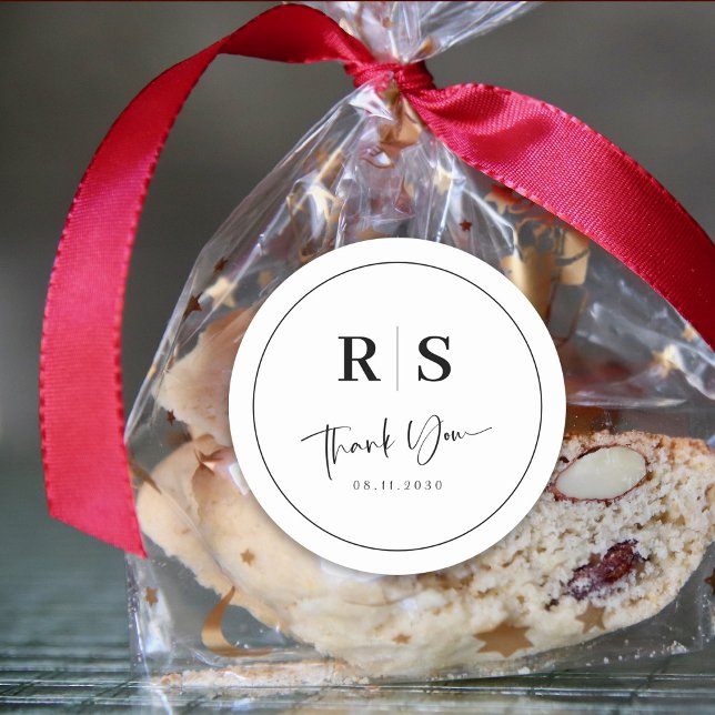 Wedding Thank You Sticker - Initials & Elegance  (Wedding Thank You Sticker - Initials & Elegance Customize)