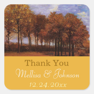 Wedding thank you stickers for fall wedding favour