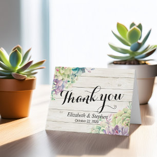 Wedding Thank You Succulent Plants Rustic Wood