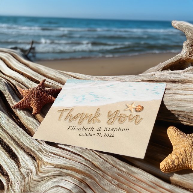 Wedding Thank You Summer Beach Starfish Seashell Postcard (Creator Uploaded)