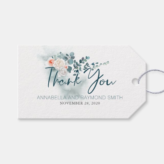 Wedding Thank You Tag | Eucalyptus Typography (Front (Horizontal))