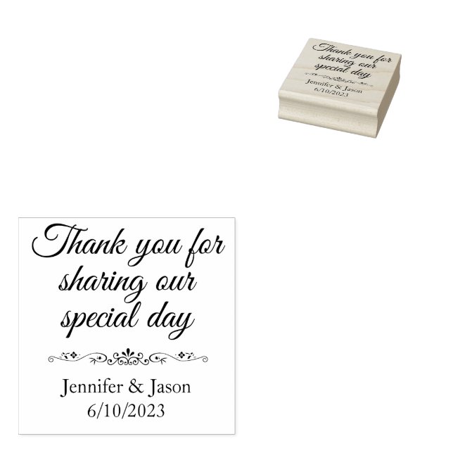 Wedding Thank You Text  Rubber Stamp (Stamped)