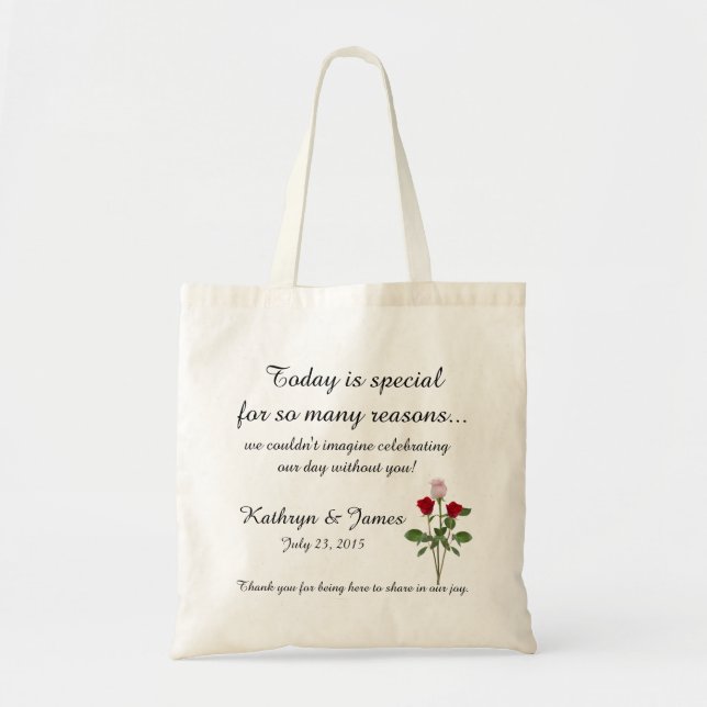 Wedding Thank You Totes/Welcome Bags (rose) (Front)