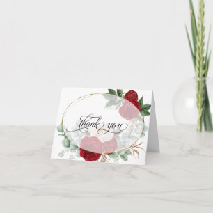 Wedding Thank You    Vibrant Red Peony Bouquet Card