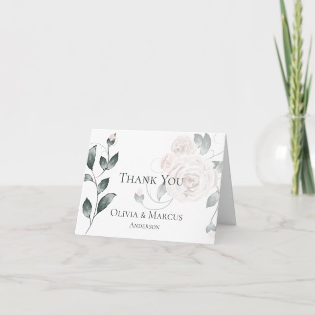 Wedding Thank You  |  Watercolor Dusty Rose Pink Card (Front)