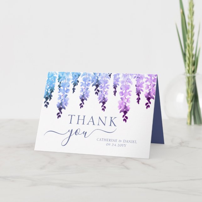 Wedding Thank You Watercolor Wisteria Floral (Front)