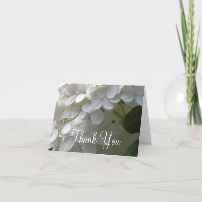 Wedding Thank You White Lime Hydrangea Blank Cards (Front)