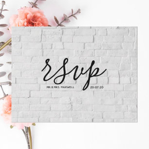 Wedding Thank You White Marble Script Postcard