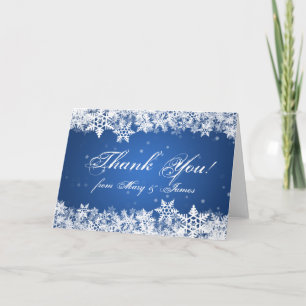 Wedding Thank you Winter Snowflakes Blue Sapphire Card