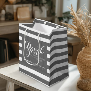 Wedding Thank You with Modern Striped Pattern Medium Gift Bag