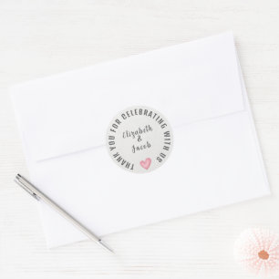 Wedding Thank You with Pink Heart Classic Round Sticker