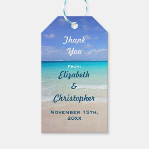 Wedding Thanks Azure Blue Caribbean Tropical Beach Gift Tags