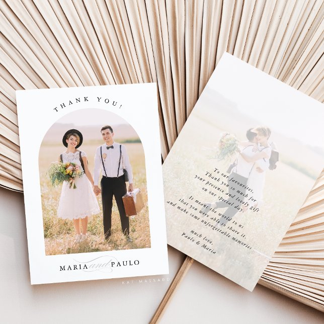 WEDDING THANKS couple photo cute modern arch frame Invitation (Creator Uploaded)