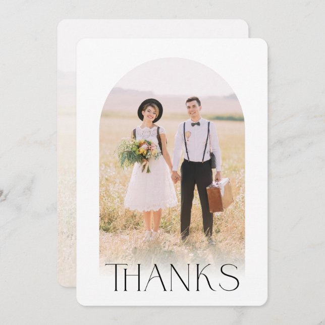 WEDDING THANKS couple photo minimalist modern arch Invitation (Front/Back)