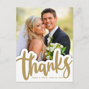 Wedding Thanks Handwritten Design Over Photo Postcard