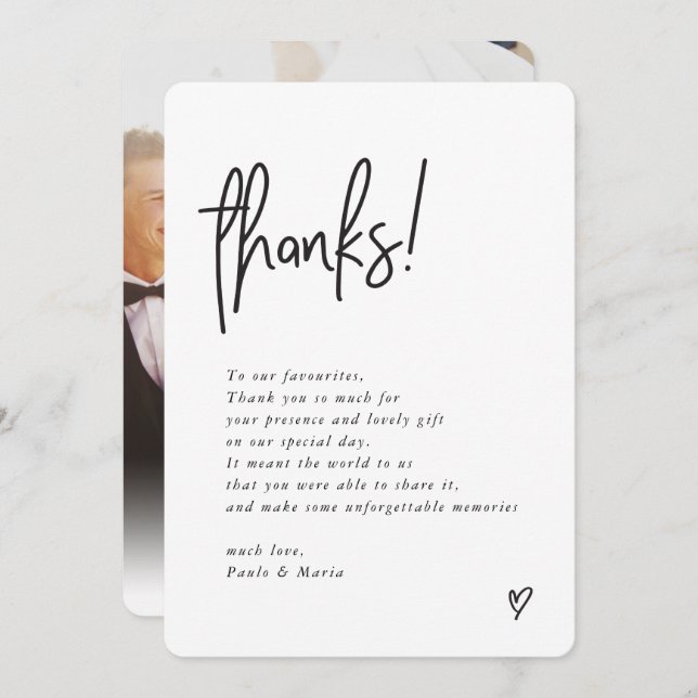 WEDDING THANKS photo handlettered modern message Invitation (Front/Back)